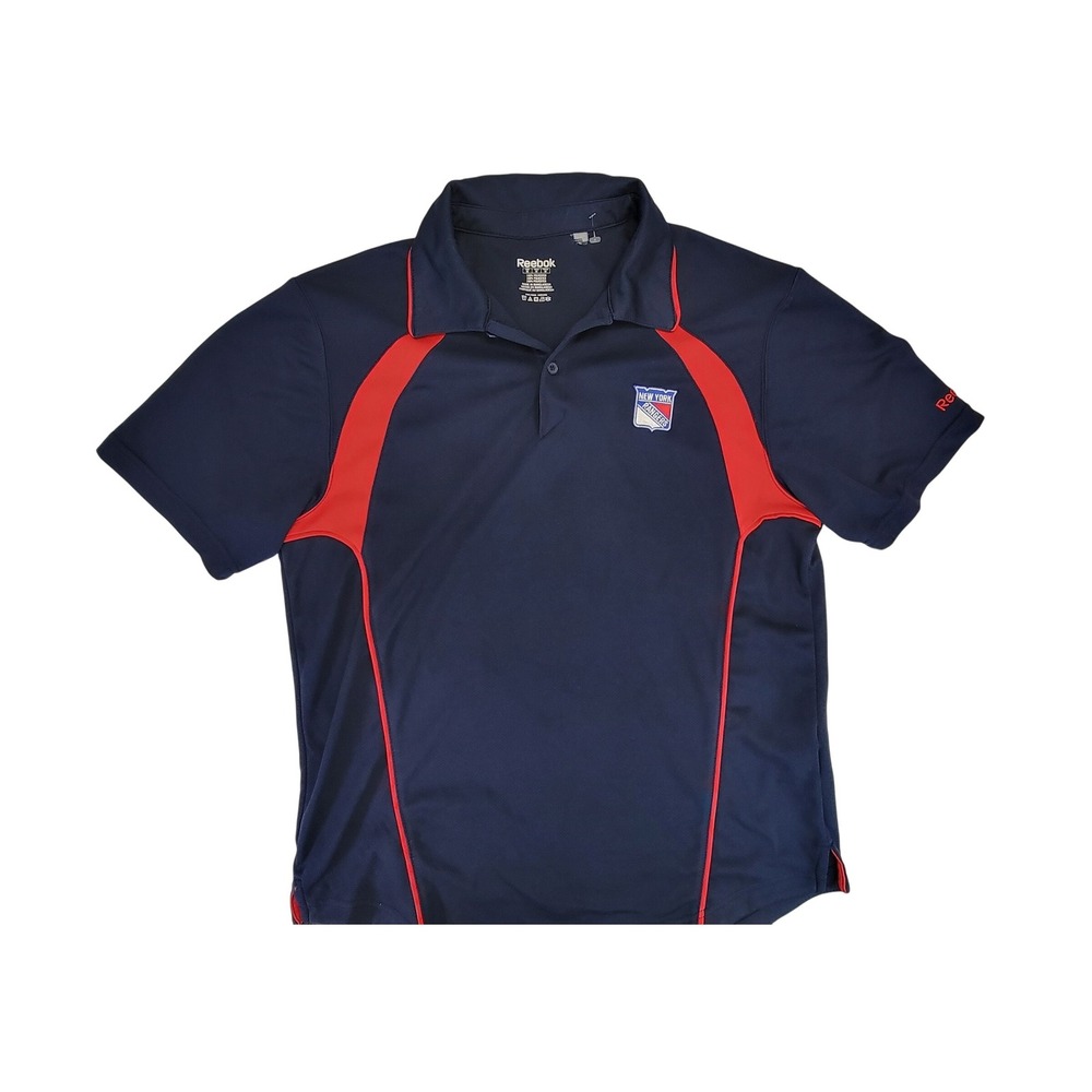 Reebok New York‎ Rangers Navy Red Mens Polo Shirt Short Sleeve M